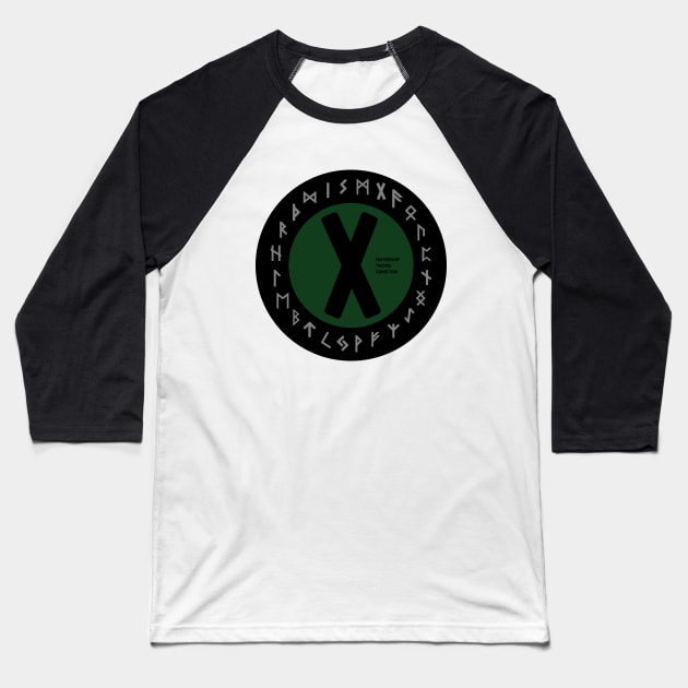 Green Gebo Futhark Rune Symbols Baseball T-Shirt by DepicSpirit